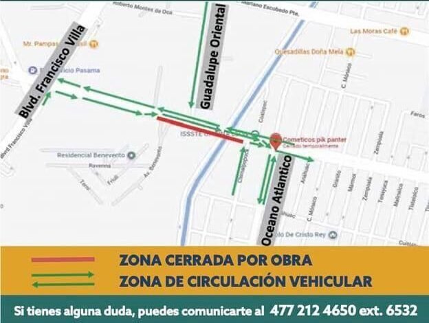 Modifican circulación vial por obra de puente en León