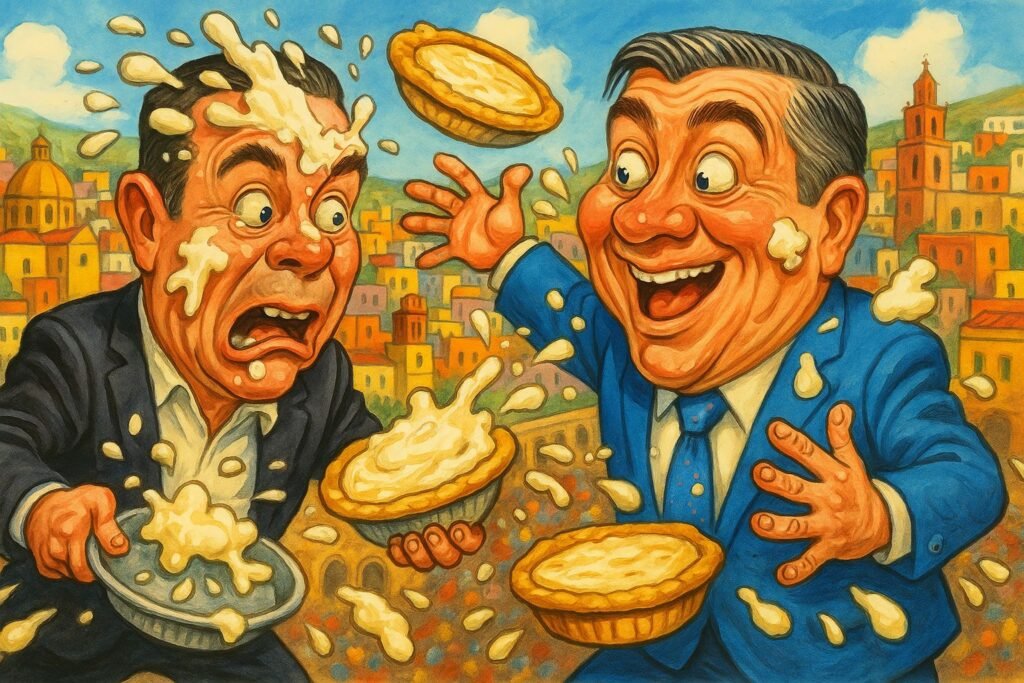 La guerra de los pasteles en la capital, el choque de los excesos La guerra de los pasteles en la capital, el choque de los excesos