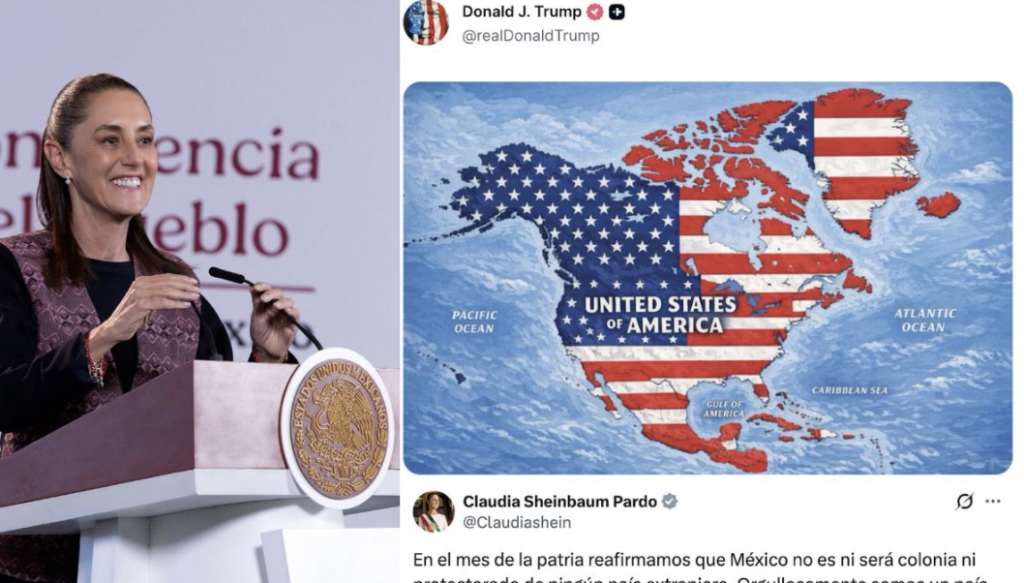 Claudia Sheinbaum defiende a México y responde a Trump por polémico mapa Claudia Sheinbaum afirmó que México nunca será parte de Estados Unidos, pese a las publicaciones polémicas de Donald Trump.