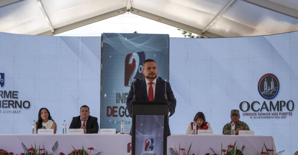 Erick Montemayor presentó su segundo informe de Gobierno ante autoridades del Estado, así como ciudadanos de Ocampo.